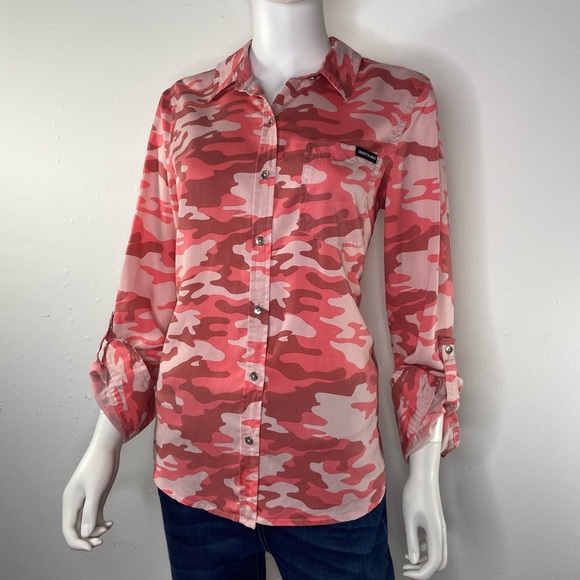 NWT Calvin Klein pink Camo button up‎ shirt - Picture 5 of 14